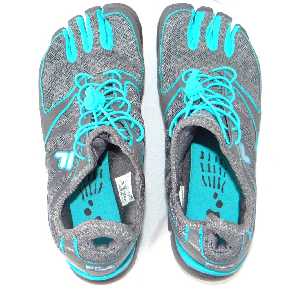 Fila Skele-Toes EZ Slide Womens 7.5 Gray Teal Four‎ Toe Barefoot Shoes - Picture 6 of 7
